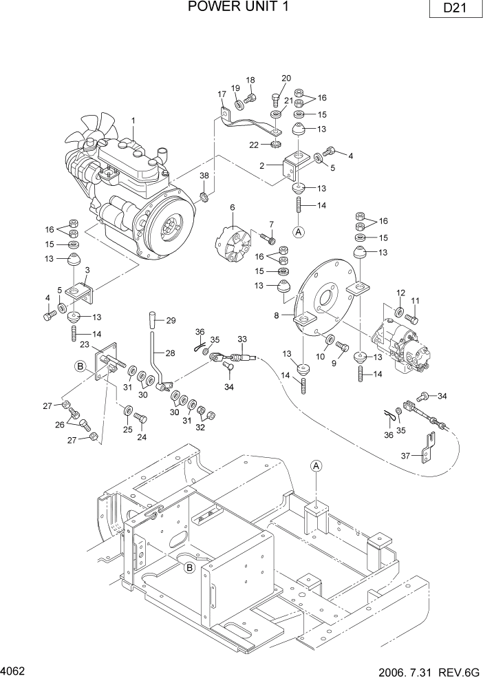 Схема запчастей Hyundai R22-7 - PAGE 4062 POWER UNIT 1 ПРИВОД