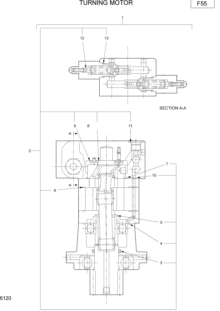 Схема запчастей Hyundai R22-7 - PAGE 6120 TURNING MOTOR ГИДРАВЛИЧЕСКИЕ КОМПОНЕНТЫ