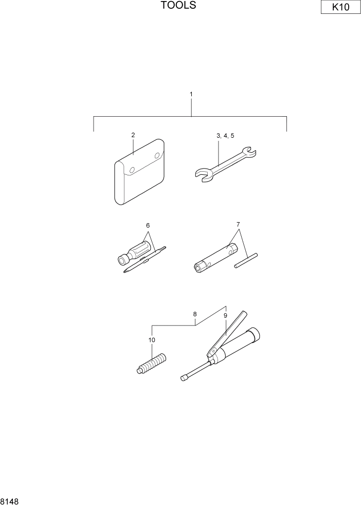 Схема запчастей Hyundai R22-7 - PAGE 8148 TOOLS ЭТИКЕТКА