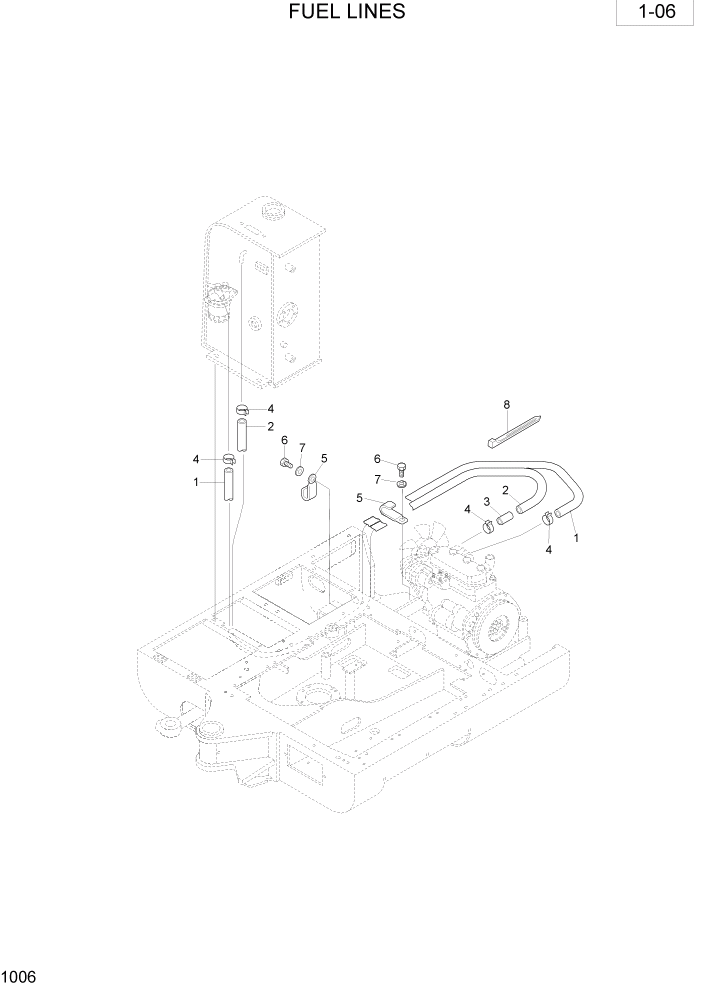 Схема запчастей Hyundai R28-7 - PAGE 1006 FUEL LINES ПОВОРОТНАЯ СХЕМА