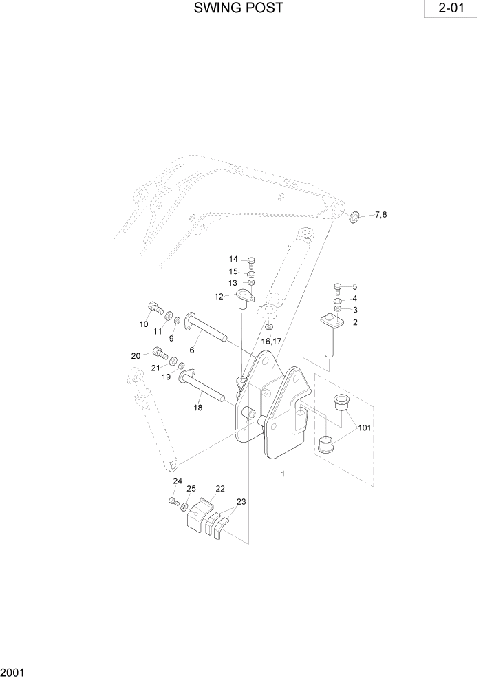 Схема запчастей Hyundai R28-7 - PAGE 2001 SWING POST РАБОЧАЯ СХЕМА