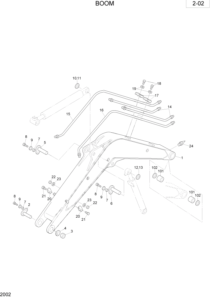 Схема запчастей Hyundai R28-7 - PAGE 2002 BOOM РАБОЧАЯ СХЕМА