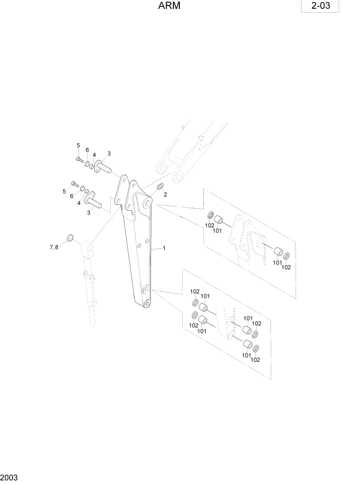 Схема запчастей Hyundai R28-7 - PAGE 2003 ARM РАБОЧАЯ СХЕМА