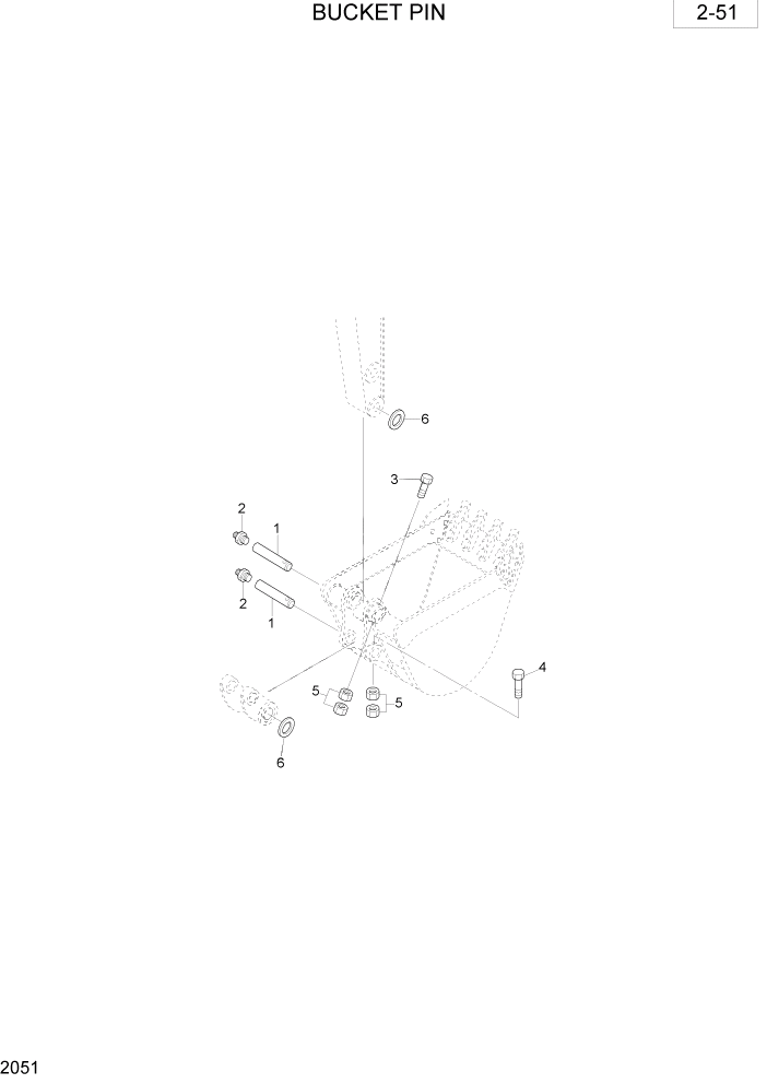 Схема запчастей Hyundai R28-7 - PAGE 2051 BUCKET PIN РАБОЧАЯ СХЕМА