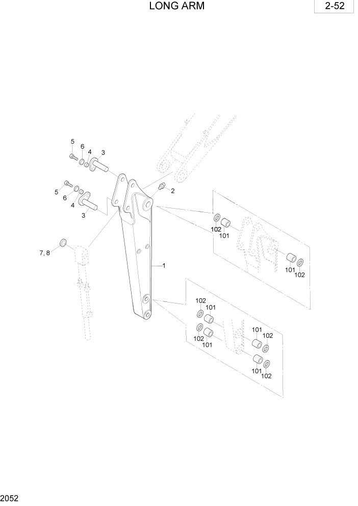 Схема запчастей Hyundai R28-7 - PAGE 2052 LONG ARM РАБОЧАЯ СХЕМА