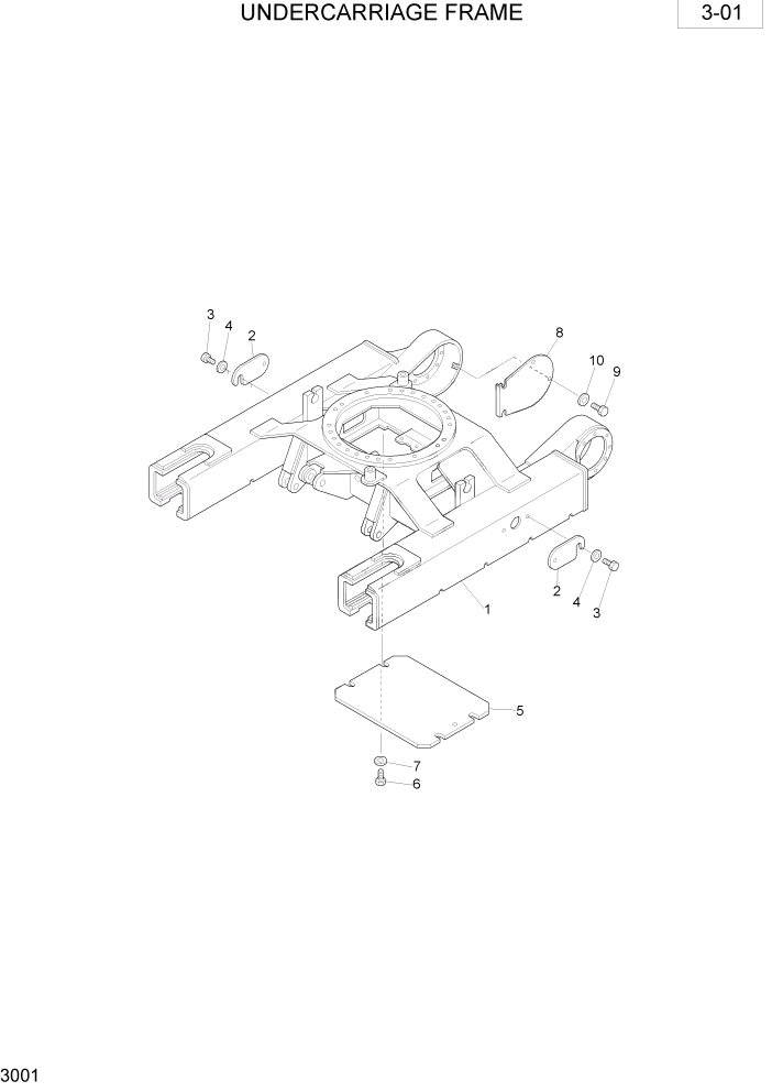 Схема запчастей Hyundai R28-7 - PAGE 3001 UNDERCARRIAGE FRAME ШАССИ СХЕМА