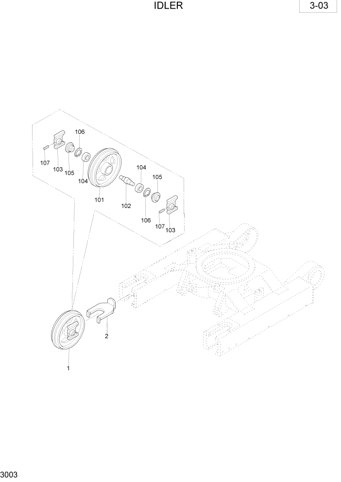 Схема запчастей Hyundai R28-7 - PAGE 3003 IDLER ШАССИ СХЕМА