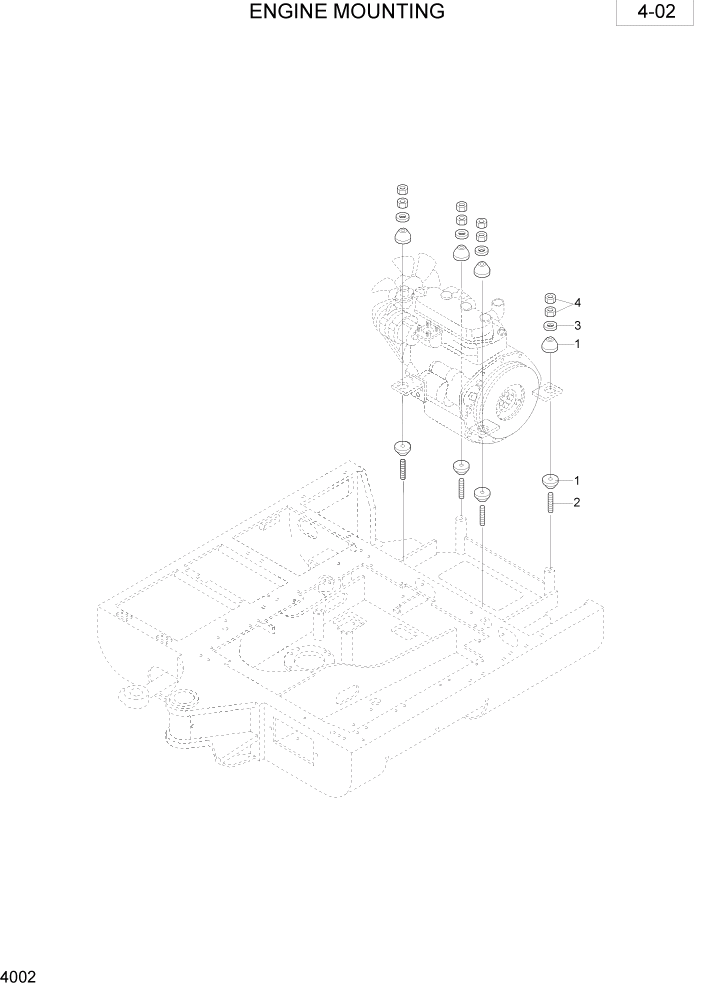 Схема запчастей Hyundai R28-7 - PAGE 4002 ENGINE MOUNTING ДВИГАТЕЛЬ & РАДИАТОР СХЕМА