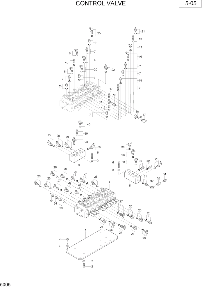 Схема запчастей Hyundai R28-7 - PAGE 5005 CONTROL VALVE ГИДРАВЛИЧЕСКОЕ ОБОРУДОВАНИЕ