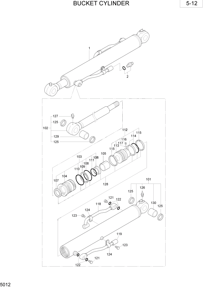 Схема запчастей Hyundai R28-7 - PAGE 5012 BUCKET CYLINDER ГИДРАВЛИЧЕСКОЕ ОБОРУДОВАНИЕ