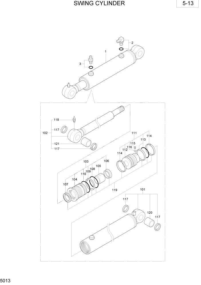 Схема запчастей Hyundai R28-7 - PAGE 5013 SWING CYLINDER ГИДРАВЛИЧЕСКОЕ ОБОРУДОВАНИЕ