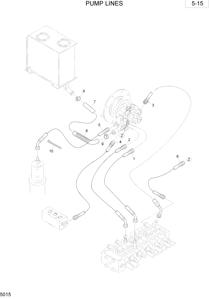 Схема запчастей Hyundai R28-7 - PAGE 5015 PUMP LINES ГИДРАВЛИЧЕСКОЕ ОБОРУДОВАНИЕ