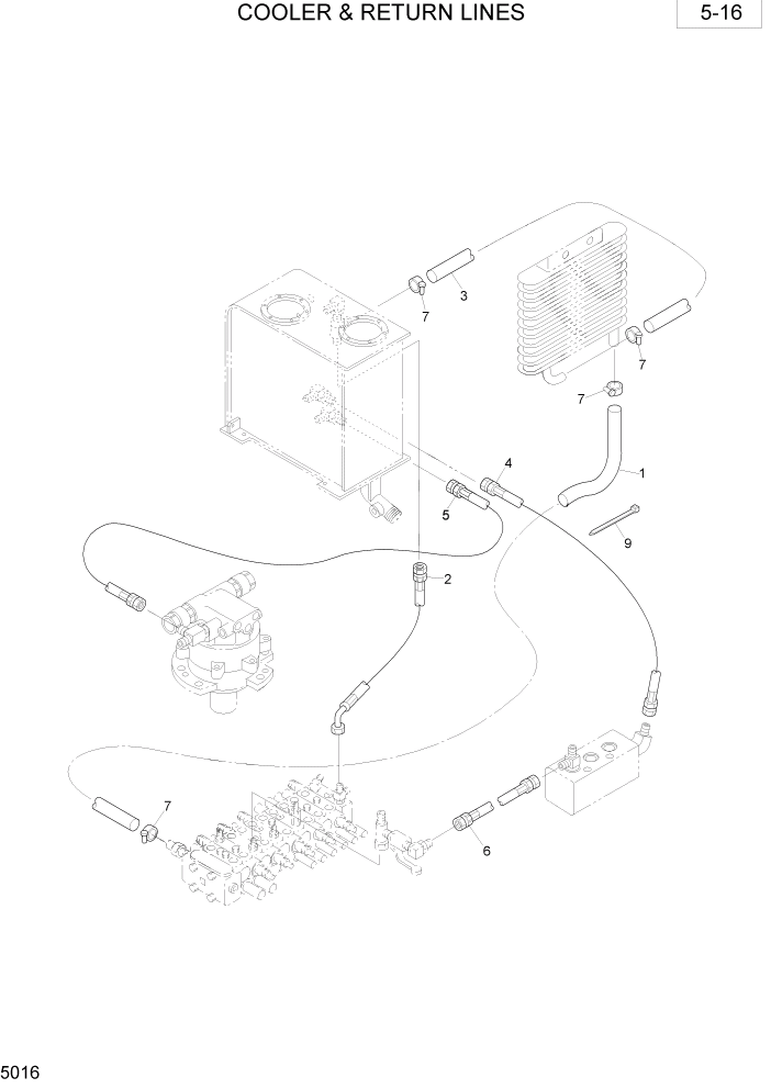 Схема запчастей Hyundai R28-7 - PAGE 5016 COOLER & RETURN LINES ГИДРАВЛИЧЕСКОЕ ОБОРУДОВАНИЕ