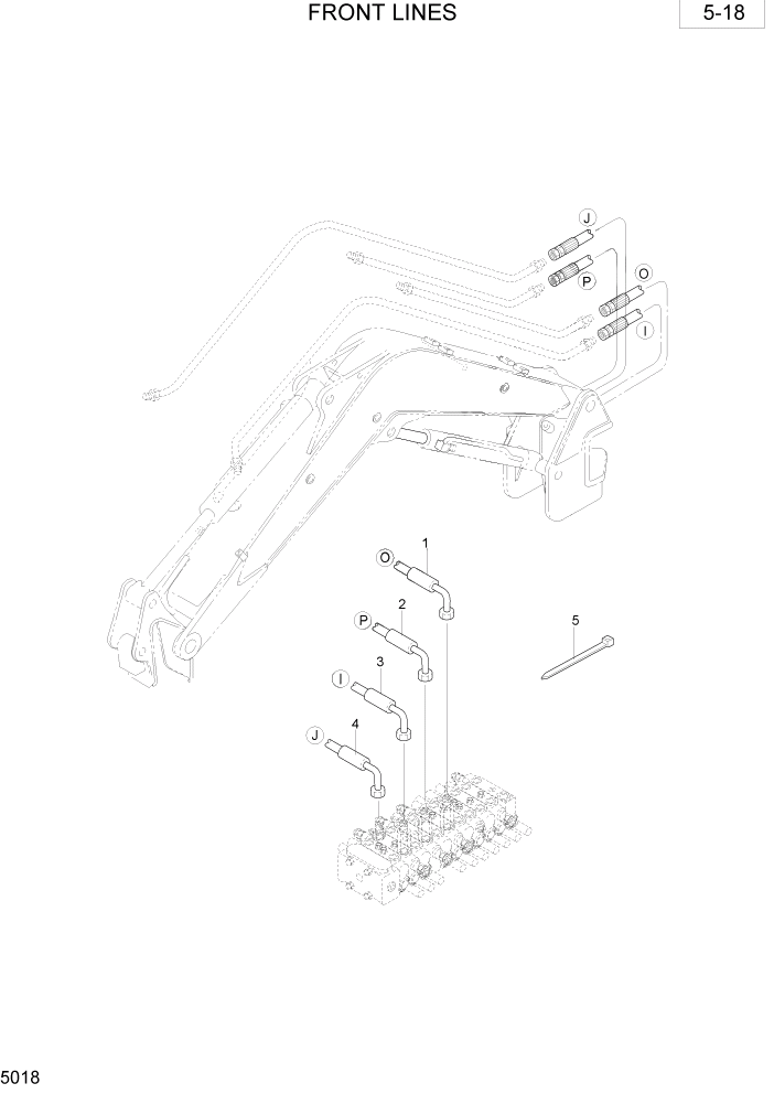 Схема запчастей Hyundai R28-7 - PAGE 5018 FRONT LINES ГИДРАВЛИЧЕСКОЕ ОБОРУДОВАНИЕ