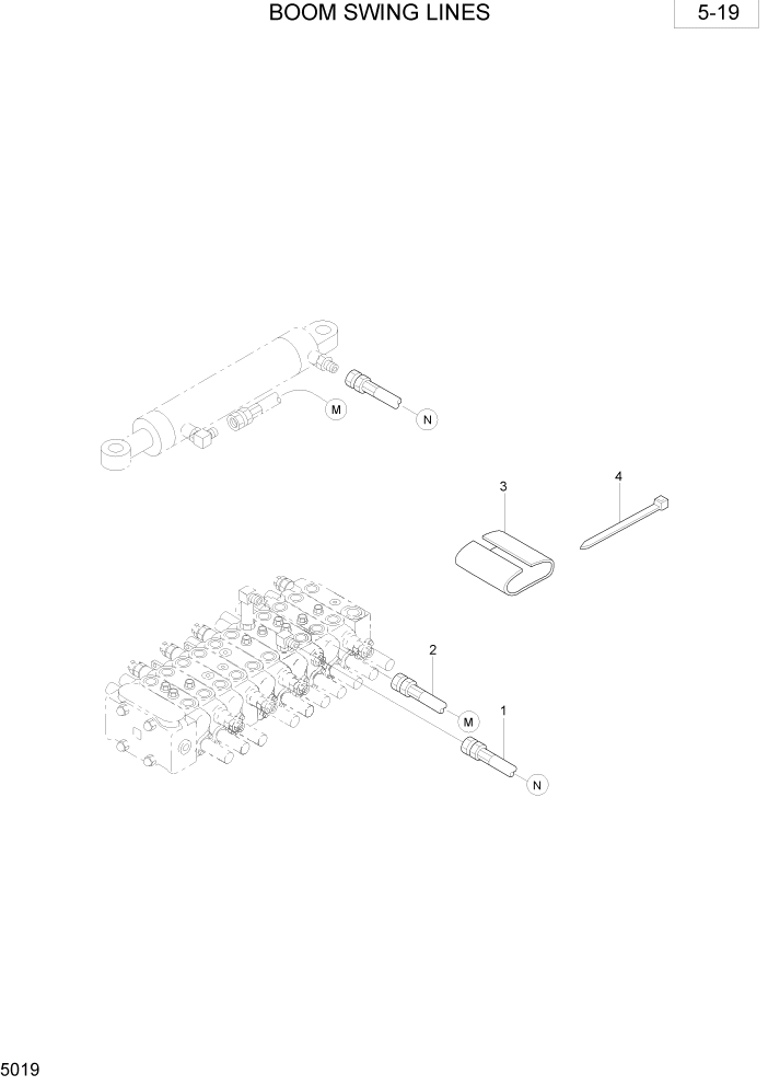 Схема запчастей Hyundai R28-7 - PAGE 5019 BOOM SWING LINES ГИДРАВЛИЧЕСКОЕ ОБОРУДОВАНИЕ