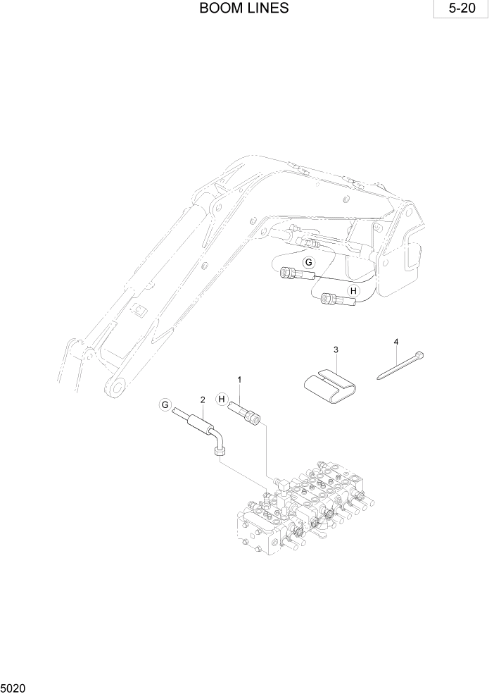 Схема запчастей Hyundai R28-7 - PAGE 5020 BOOM LINES ГИДРАВЛИЧЕСКОЕ ОБОРУДОВАНИЕ