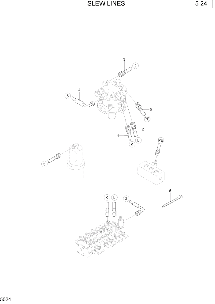 Схема запчастей Hyundai R28-7 - PAGE 5024 SLEW LINES ГИДРАВЛИЧЕСКОЕ ОБОРУДОВАНИЕ