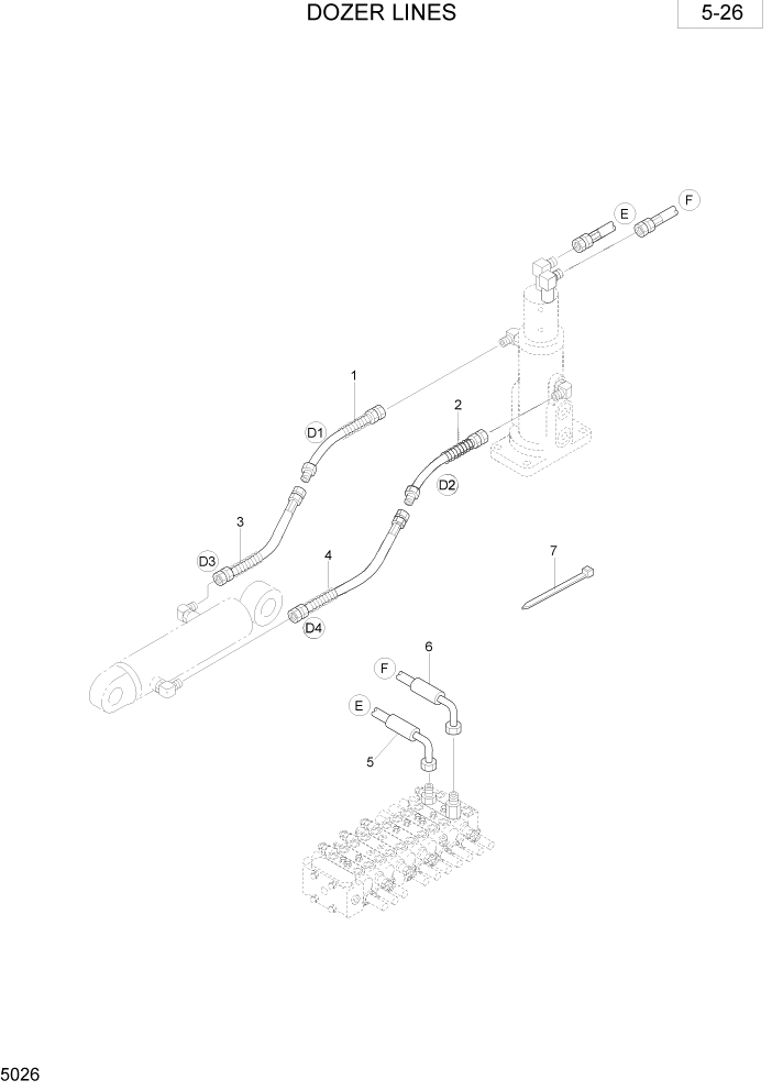 Схема запчастей Hyundai R28-7 - PAGE 5026 DOZER LINES ГИДРАВЛИЧЕСКОЕ ОБОРУДОВАНИЕ