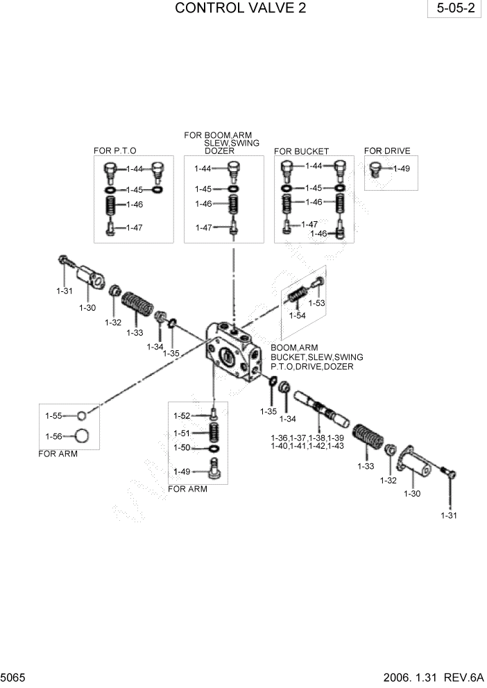 Схема запчастей Hyundai R28-7 - PAGE 5065 CONTROL VALVE 2 ГИДРАВЛИЧЕСКОЕ ОБОРУДОВАНИЕ