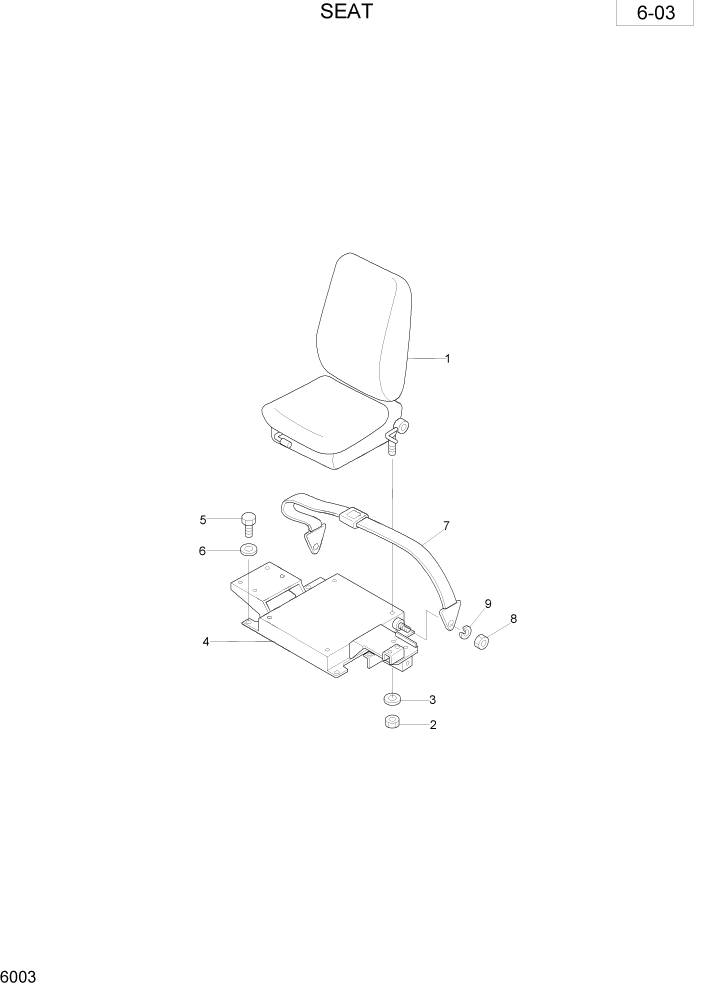 Схема запчастей Hyundai R28-7 - PAGE 6003 SEAT ОБОРУДОВАНИЕ ОПЕРАТОРА