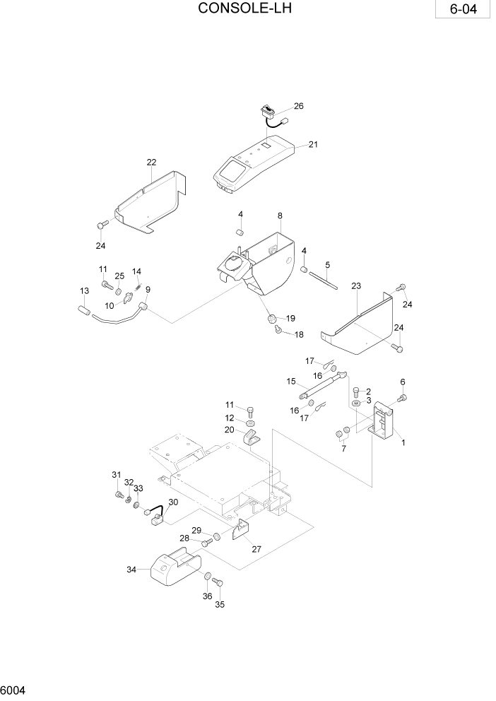 Схема запчастей Hyundai R28-7 - PAGE 6004 CONSOLE-LH ОБОРУДОВАНИЕ ОПЕРАТОРА