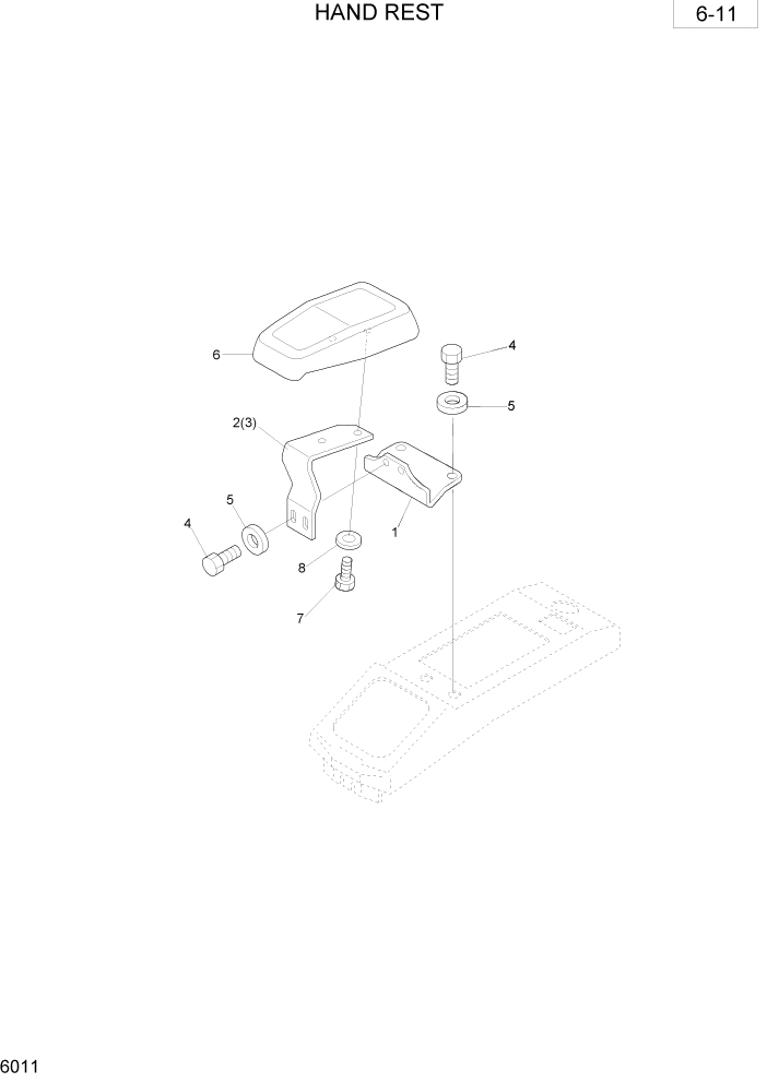 Схема запчастей Hyundai R28-7 - PAGE 6011 HAND REST ОБОРУДОВАНИЕ ОПЕРАТОРА