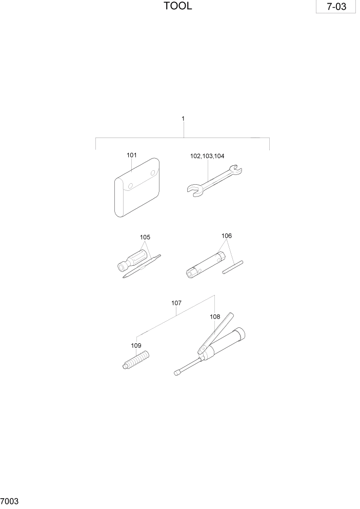 Схема запчастей Hyundai R28-7 - PAGE 7003 TOOL РАЗНОЕ