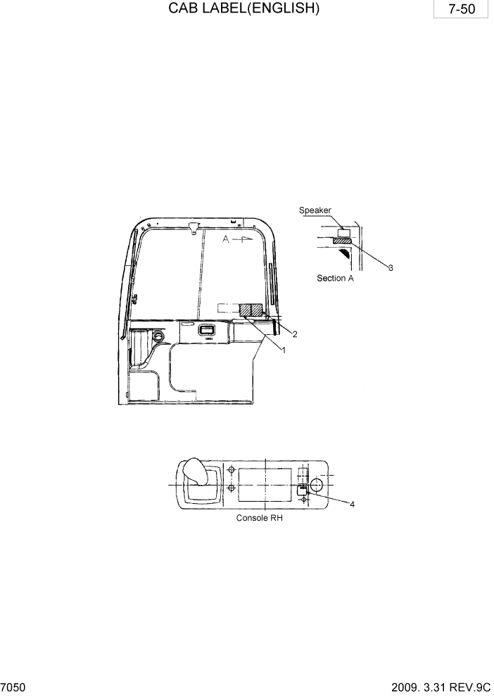 Схема запчастей Hyundai R28-7 - PAGE 7050 CAB LABEL(ENGLISH) РАЗНОЕ