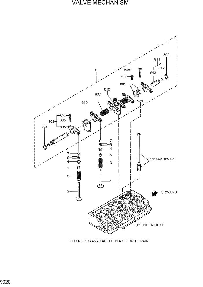 Схема запчастей Hyundai R28-7 - PAGE 9020 VALVE MECHANISM ДВИГАТЕЛЬ БАЗА