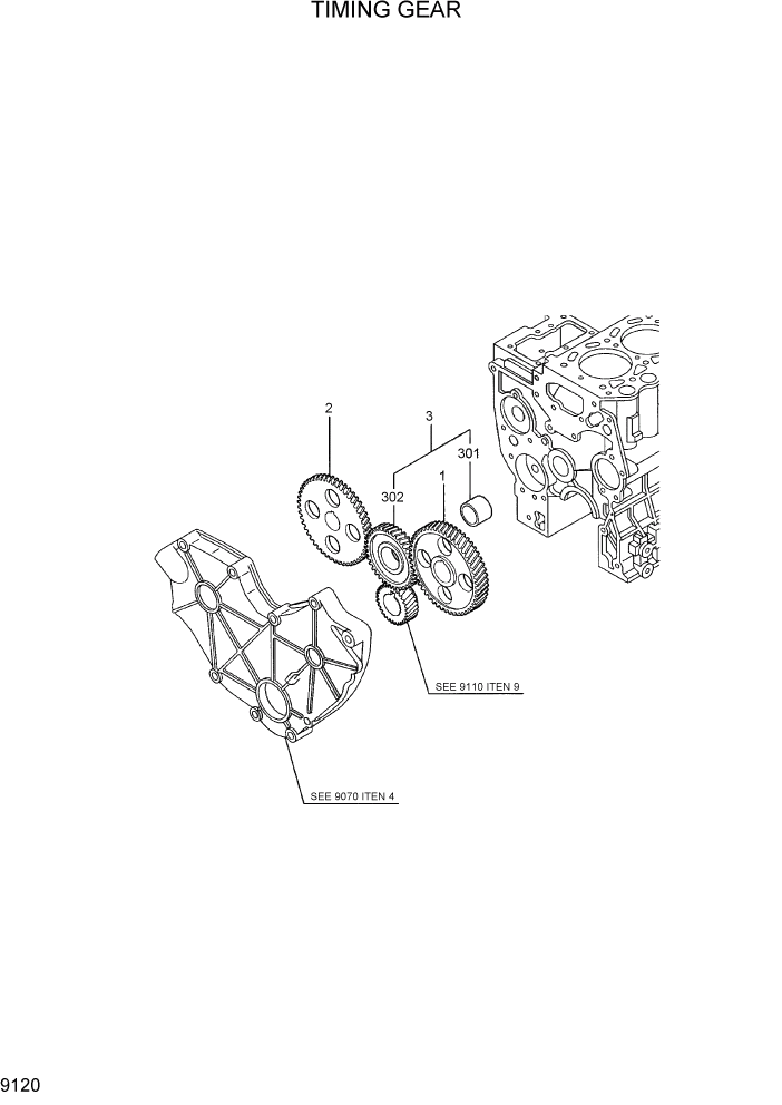 Схема запчастей Hyundai R28-7 - PAGE 9120 TIMING GEAR ДВИГАТЕЛЬ БАЗА