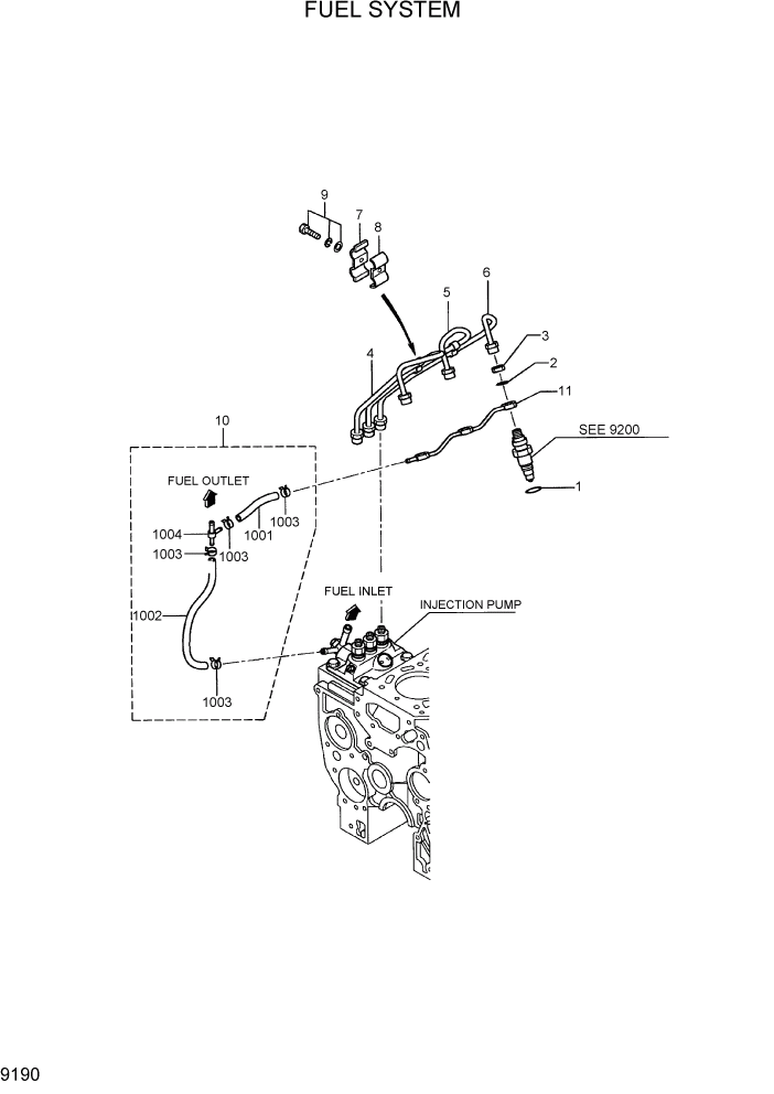 Схема запчастей Hyundai R28-7 - PAGE 9190 FUEL SYSTEM ДВИГАТЕЛЬ БАЗА