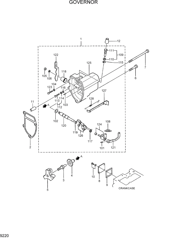 Схема запчастей Hyundai R28-7 - PAGE 9220 GOVERNOR ДВИГАТЕЛЬ БАЗА