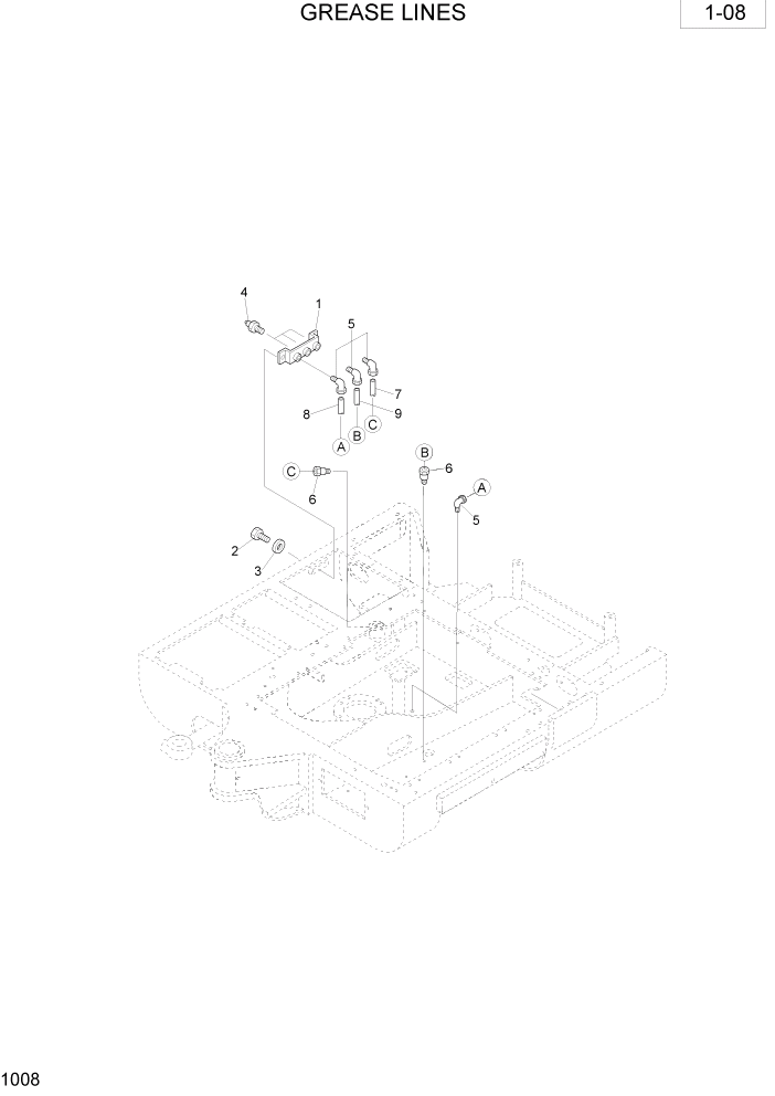 Схема запчастей Hyundai R35-7 - PAGE 1008 GREASE LINES ПОВОРОТНАЯ СХЕМА