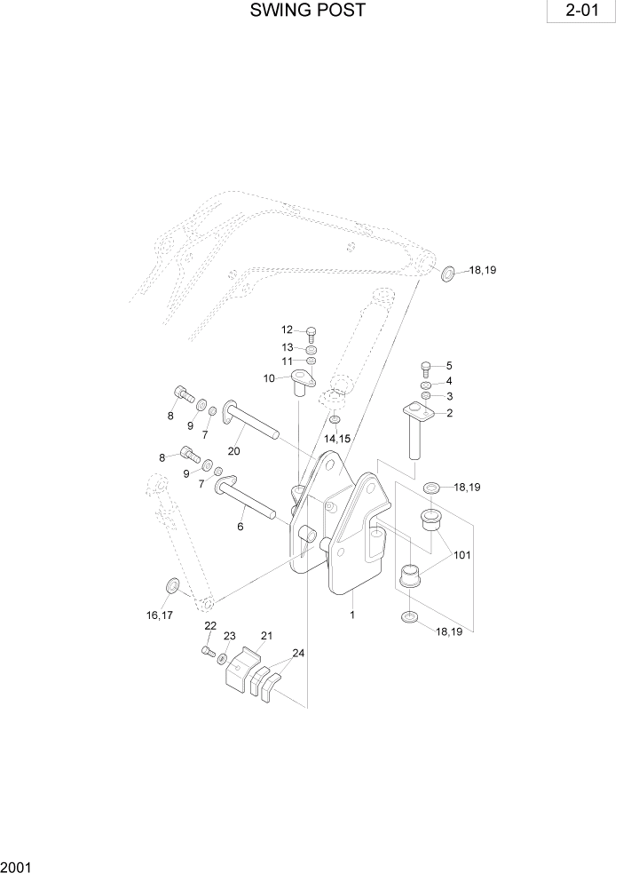 Схема запчастей Hyundai R35-7 - PAGE 2001 SWING POST РАБОЧАЯ СХЕМА