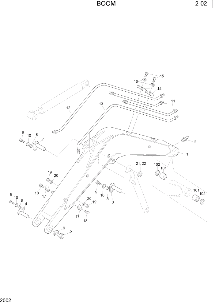 Схема запчастей Hyundai R35-7 - PAGE 2002 BOOM РАБОЧАЯ СХЕМА