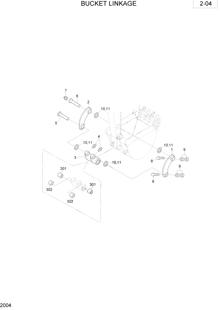 Схема запчастей Hyundai R35-7 - PAGE 2004 BUCKET LINKAGE РАБОЧАЯ СХЕМА