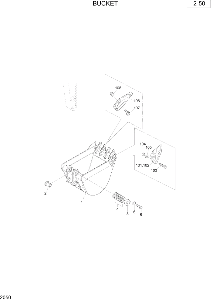 Схема запчастей Hyundai R35-7 - PAGE 2050 BUCKET РАБОЧАЯ СХЕМА