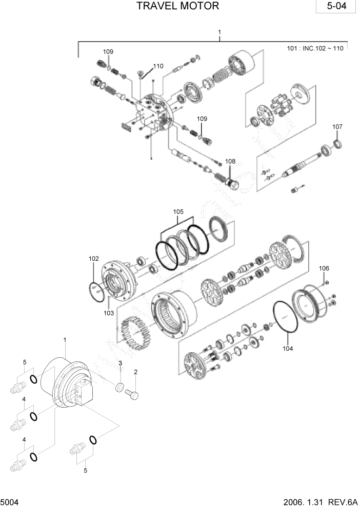 Схема запчастей Hyundai R35-7 - PAGE 5004 TRAVEL MOTOR ГИДРАВЛИЧЕСКАЯ СХЕМА