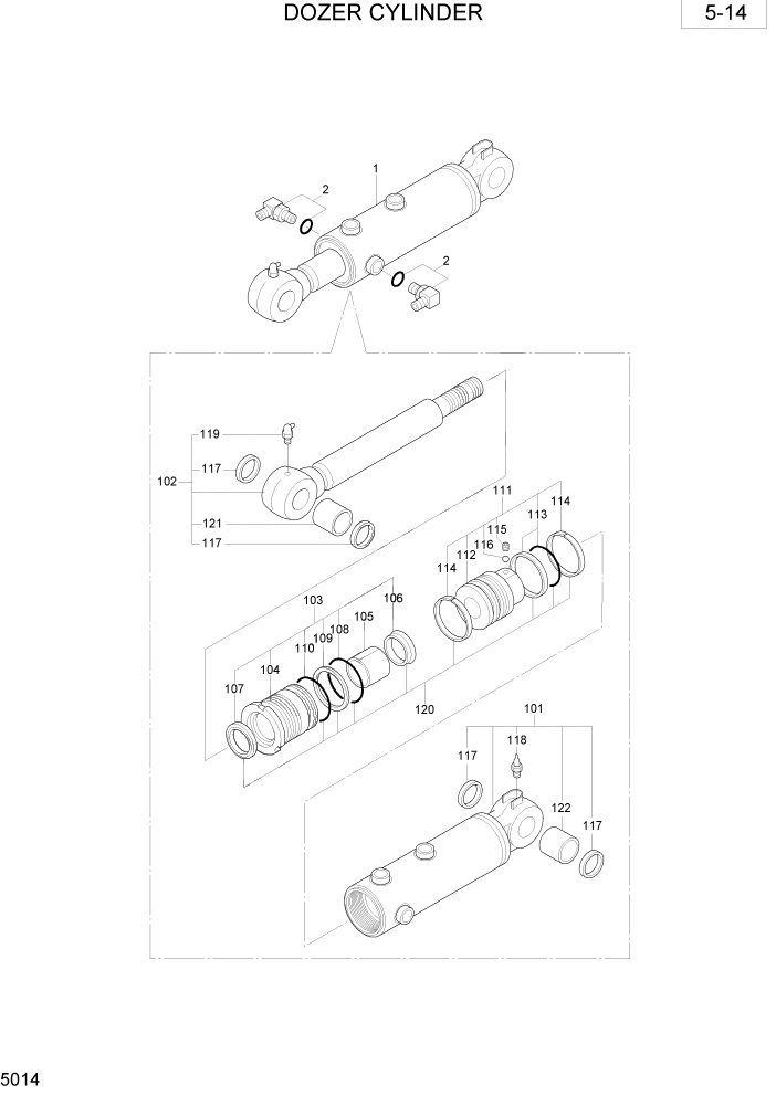 Схема запчастей Hyundai R35-7 - PAGE 5014 DOZER CYLINDER ГИДРАВЛИЧЕСКАЯ СХЕМА