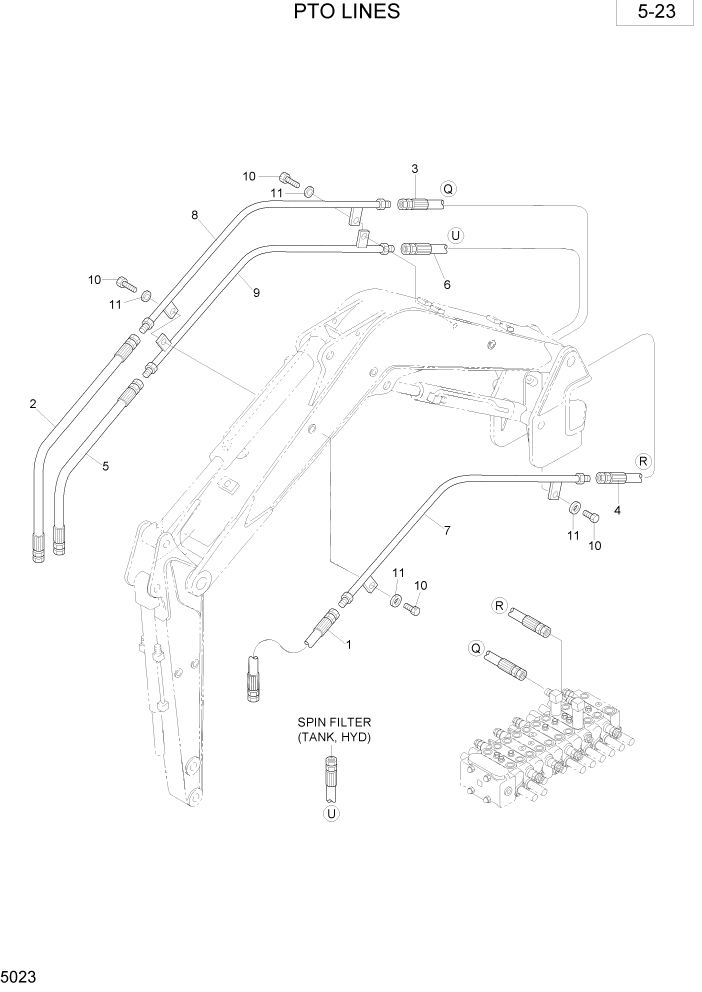 Схема запчастей Hyundai R35-7 - PAGE 5023 PTO LINES ГИДРАВЛИЧЕСКАЯ СХЕМА