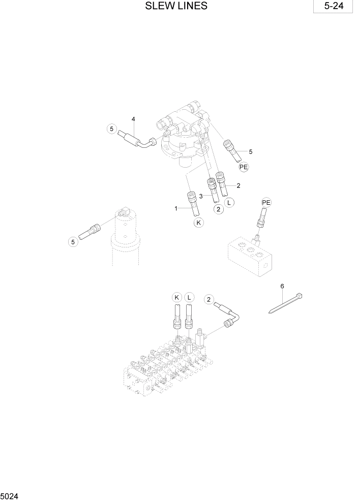 Схема запчастей Hyundai R35-7 - PAGE 5024 SLEW LINES ГИДРАВЛИЧЕСКАЯ СХЕМА