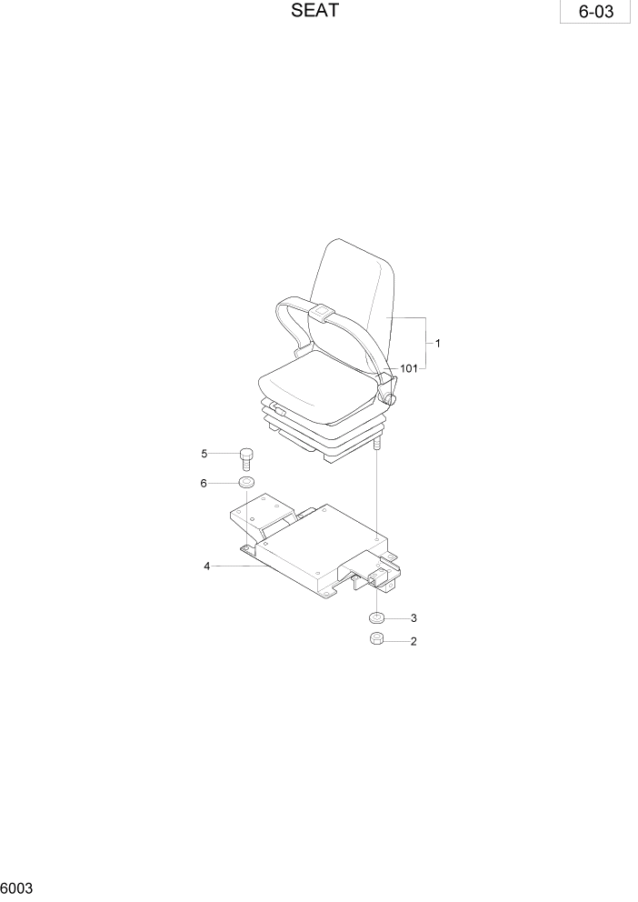 Схема запчастей Hyundai R35-7 - PAGE 6003 SEAT ОБОРУДОВАНИЕ ОПЕРАТОРА