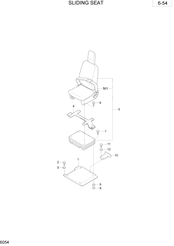 Схема запчастей Hyundai R35-7 - PAGE 6054 SLIDING SEAT ОБОРУДОВАНИЕ ОПЕРАТОРА