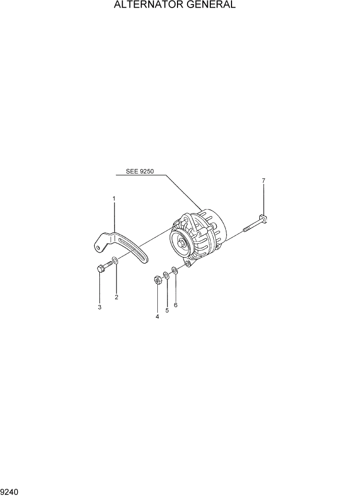 Схема запчастей Hyundai R35-7 - PAGE 9240 ALERNATOR GENERAL ДВИГАТЕЛЬ БАЗА