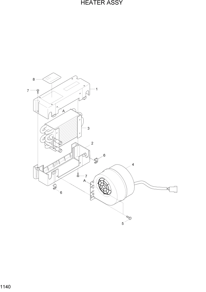 Схема запчастей Hyundai R35-7Z - PAGE 1140 HEATER ASSY СИСТЕМА ДВИГАТЕЛЯ