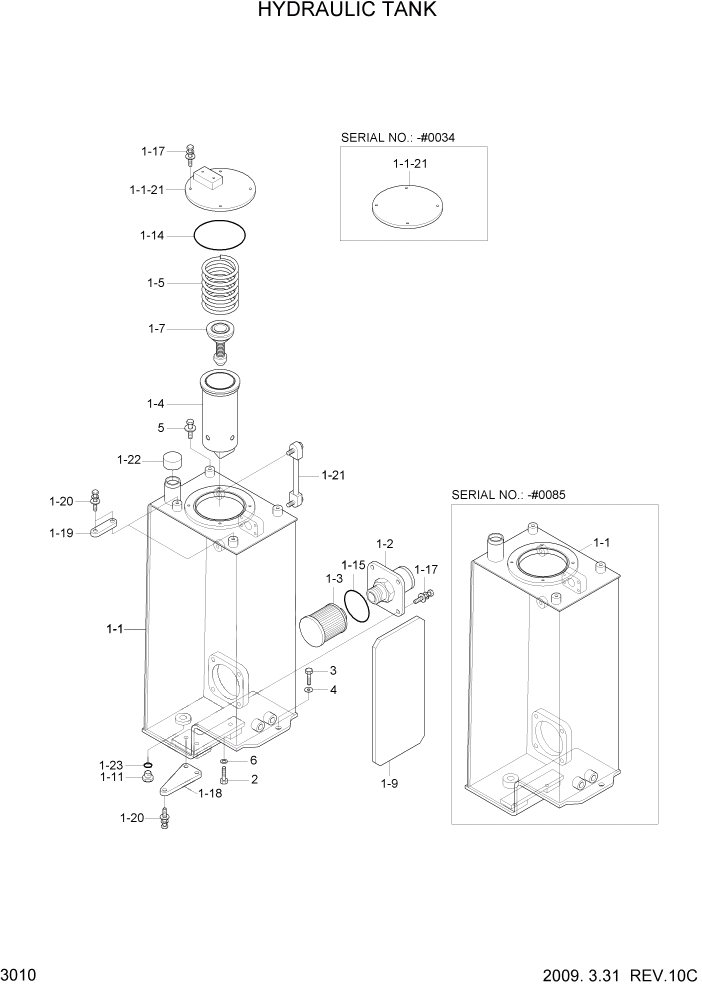 Схема запчастей Hyundai R35-7Z - PAGE 3010 HYDRAULIC TANK ГИДРАВЛИЧЕСКАЯ СИСТЕМА