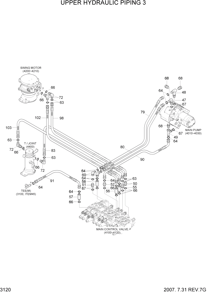 Схема запчастей Hyundai R35-7Z - PAGE 3120 UPPER HYDRAULIC PIPING 3 ГИДРАВЛИЧЕСКАЯ СИСТЕМА