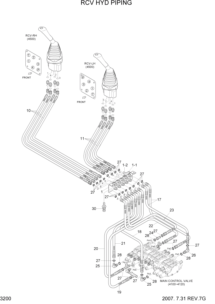 Схема запчастей Hyundai R35-7Z - PAGE 3200 RCV HYD PIPING ГИДРАВЛИЧЕСКАЯ СИСТЕМА