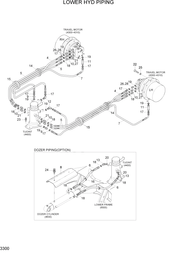 Схема запчастей Hyundai R35-7Z - PAGE 3300 LOWER HYD PIPING ГИДРАВЛИЧЕСКАЯ СИСТЕМА