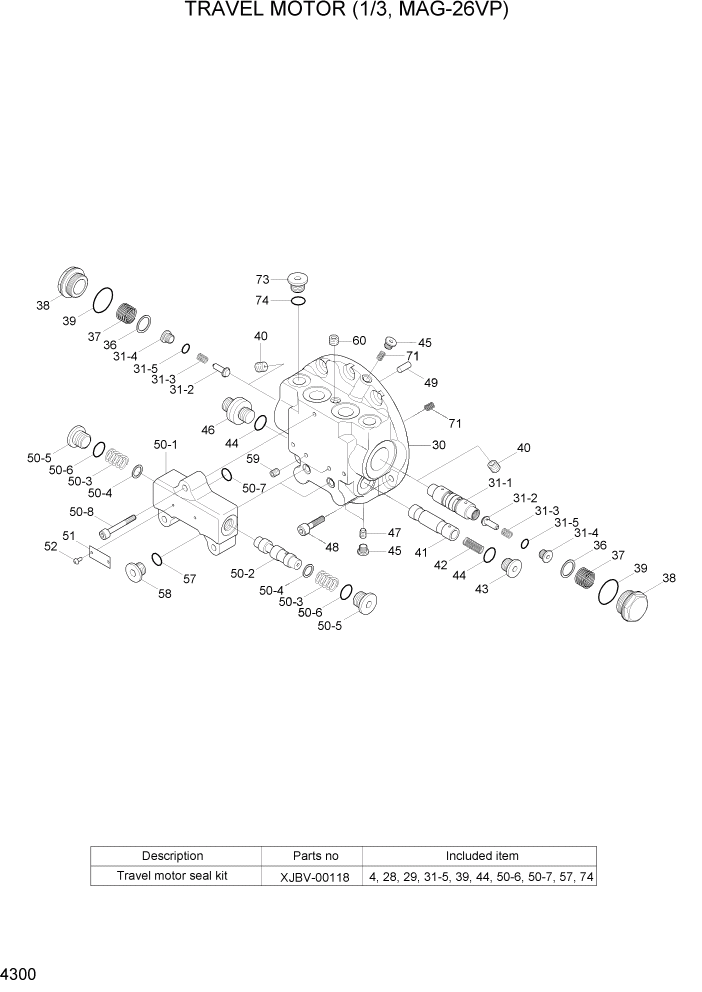 Схема запчастей Hyundai R35-7Z - PAGE 4300 TRAVEL MOTOR(1/3, MAG-26VP) ГИДРАВЛИЧЕСКИЕ КОМПОНЕНТЫ